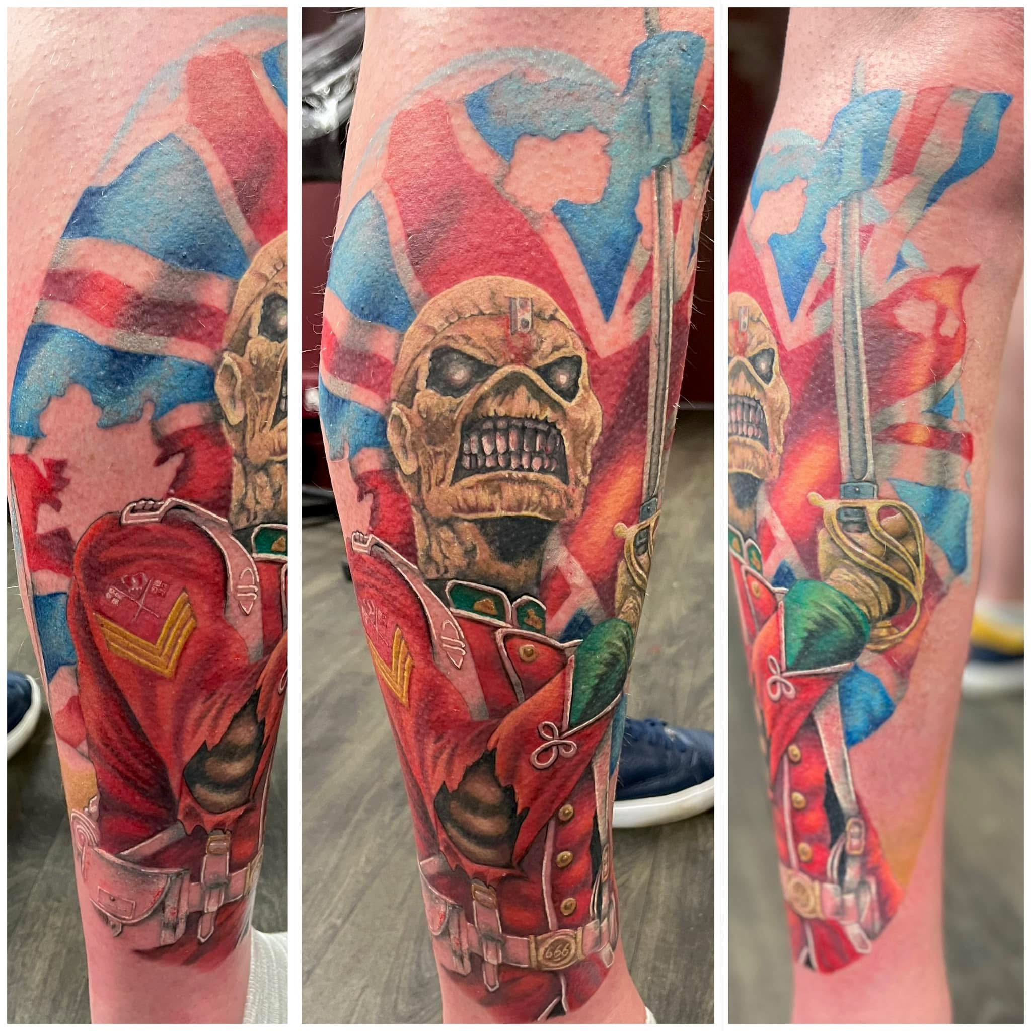 Iron Maiden Eddie from The Trooper in full colour leg piece by Leo