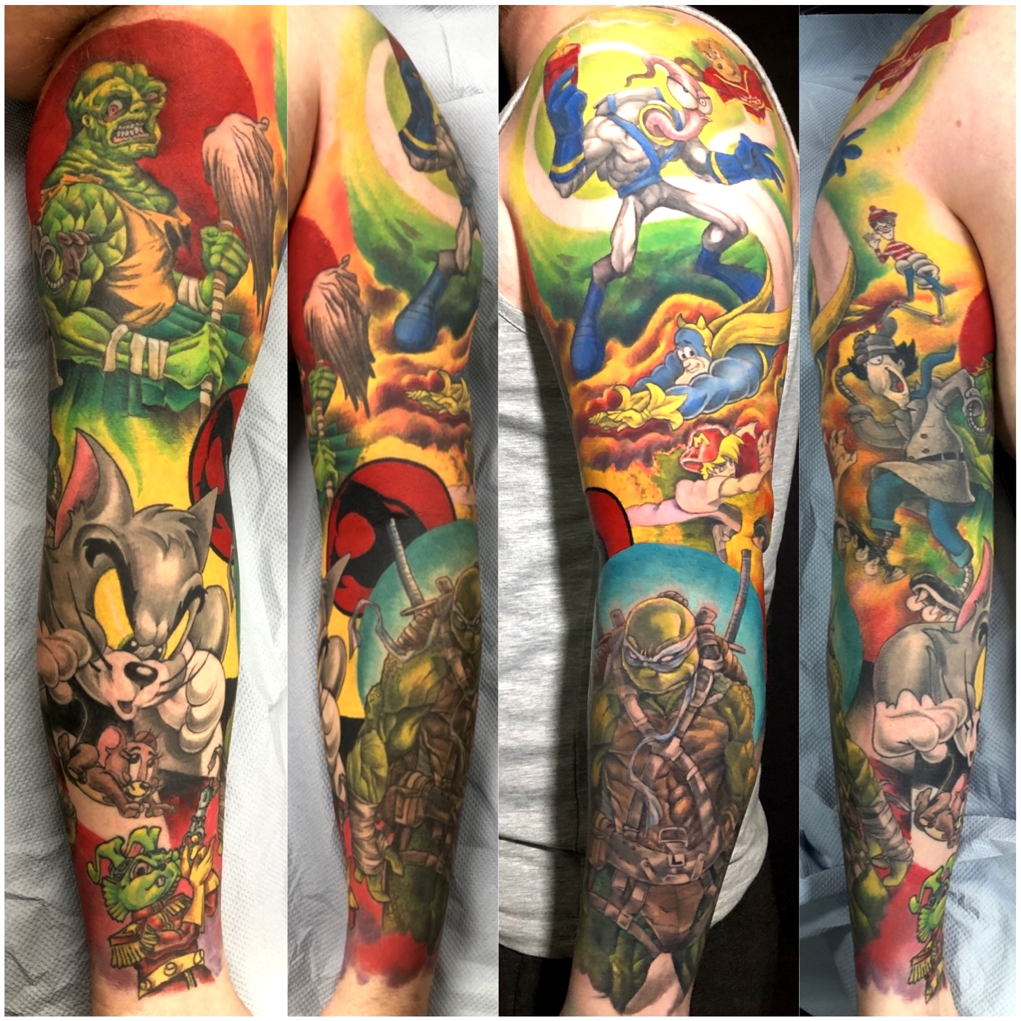 Colour cartoon full sleeve featuring Tom and Jerry, Teenage Mutant Ninja Turtles, Earthworm Jim and ThunderCats by Ray